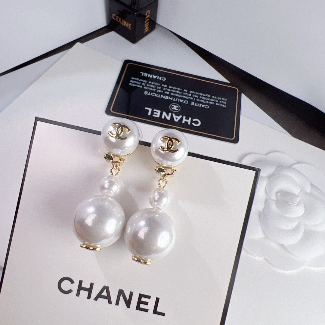 pearl letter Drop Earrings for women - product detail view