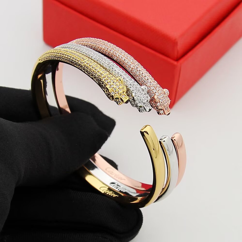 rose gold crystal rose Bangle for women - alternate angle view 3