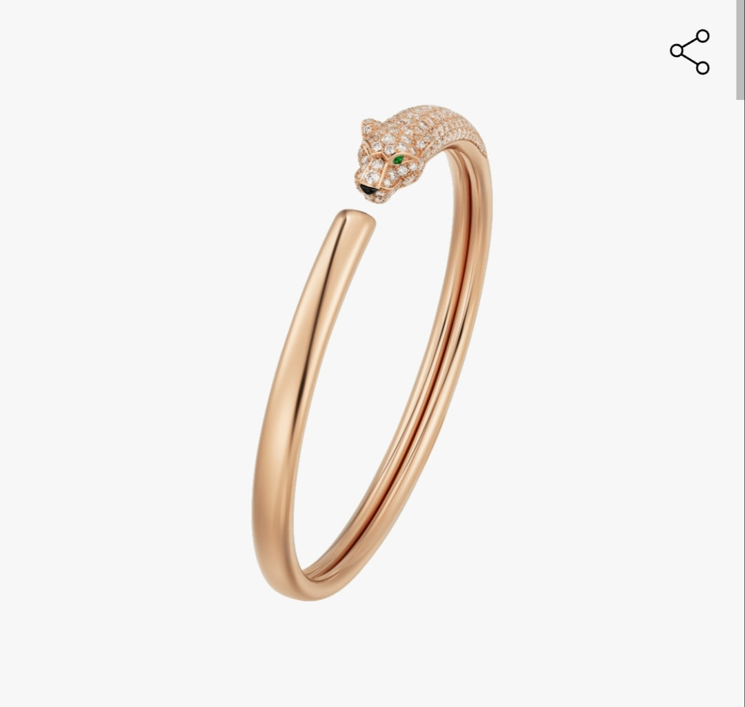 rose gold crystal rose Bangle for women - product detail view