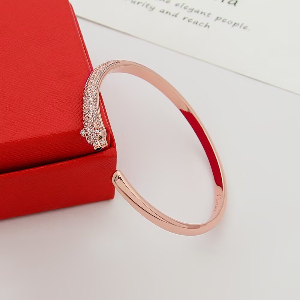 rose gold crystal rose Bangle for women - alternate angle view 7