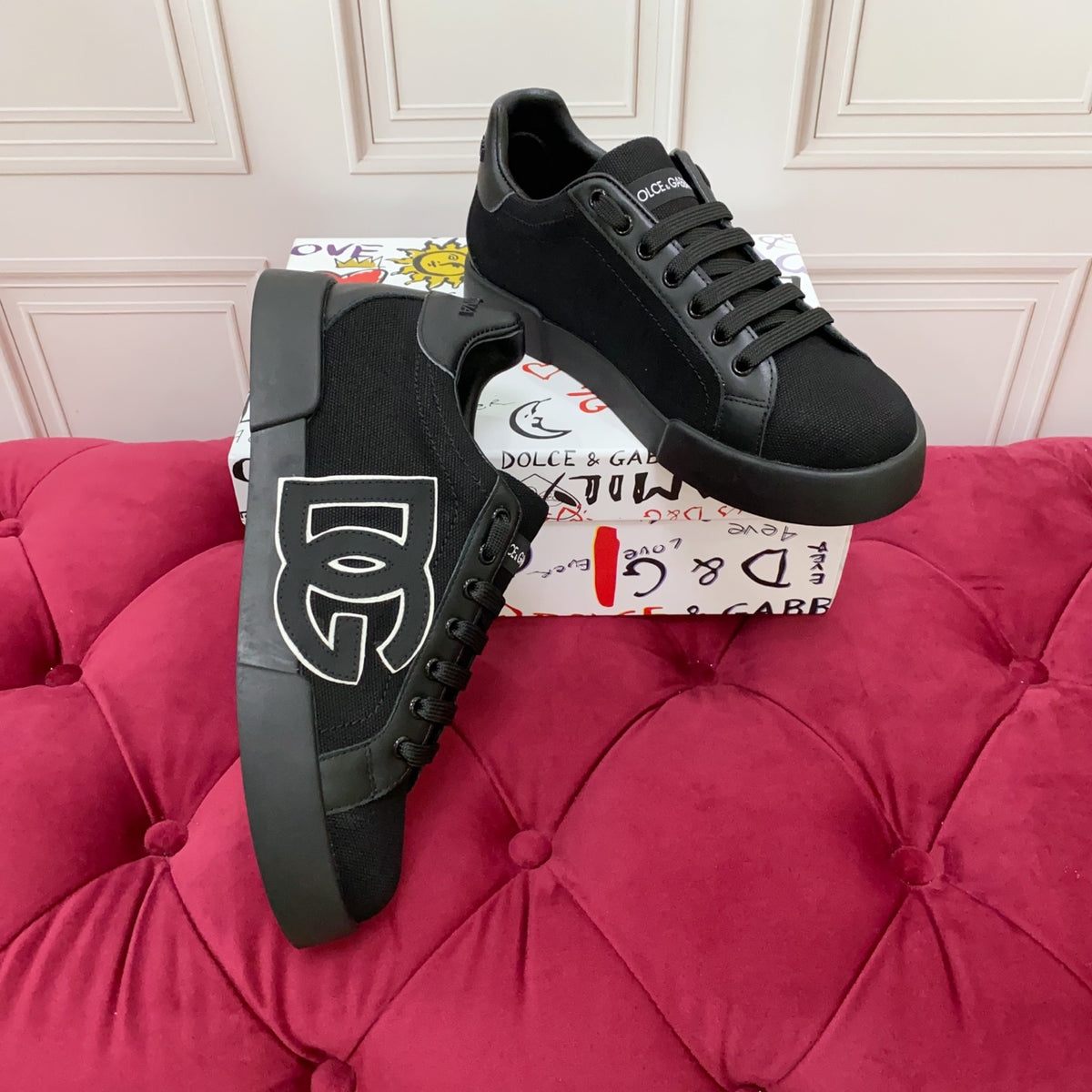 Dolce & Gabbana DG Heavy-Craft Calfskin Sneakers with 5D Accents