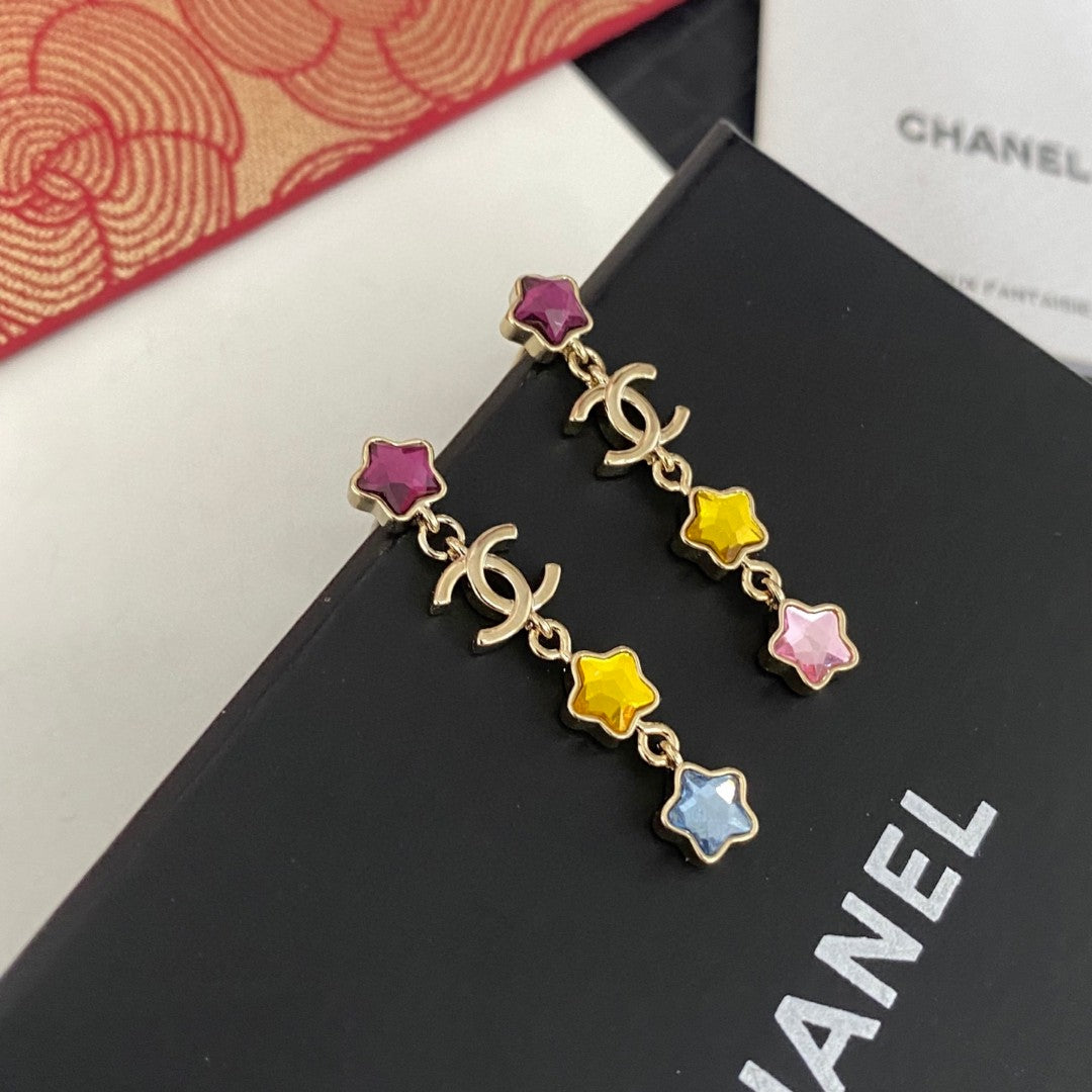 crystal double c Drop Earrings for women - alternate angle view 3