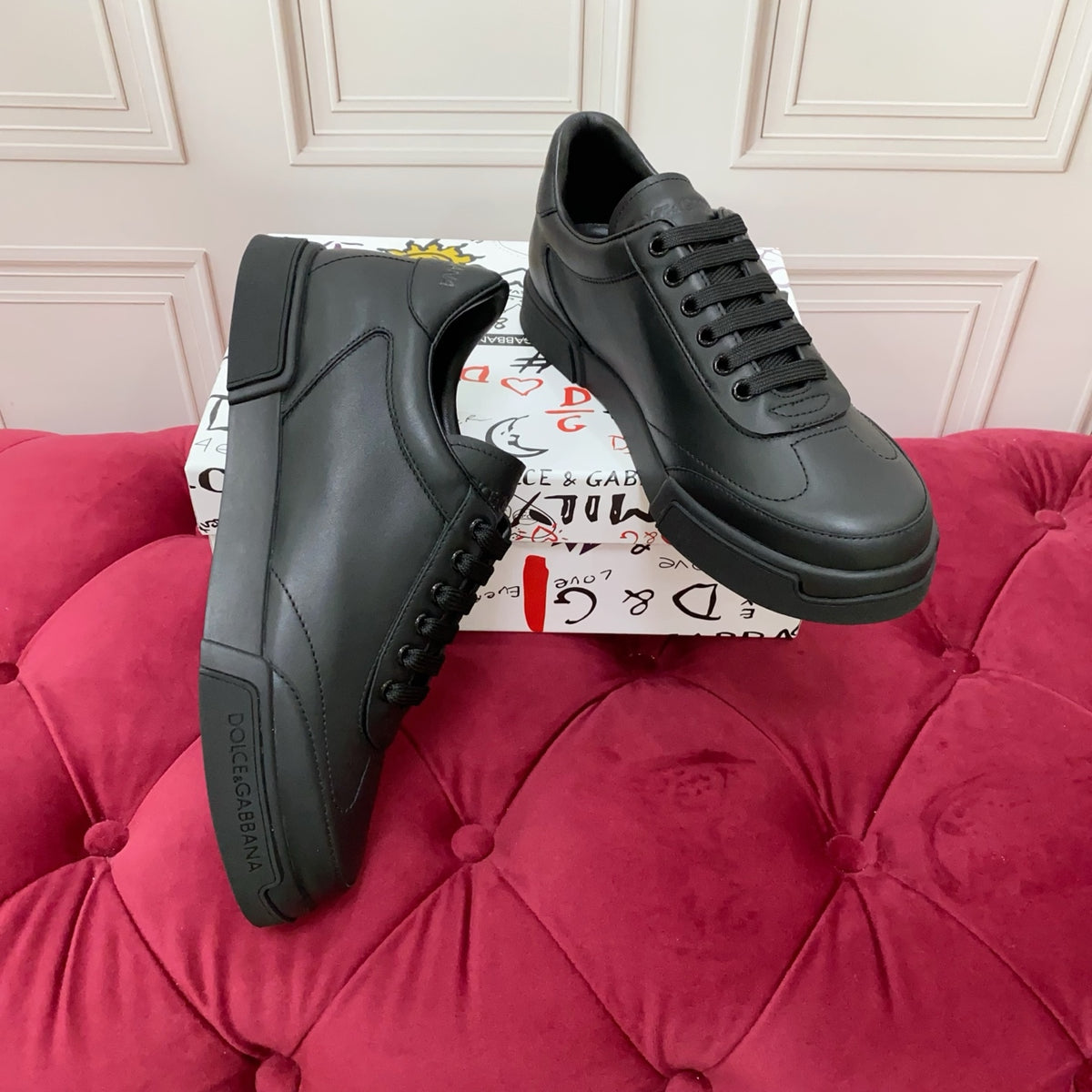 Dolce & Gabbana DG Heavy-Craft Calfskin Sneakers with 5D Accents