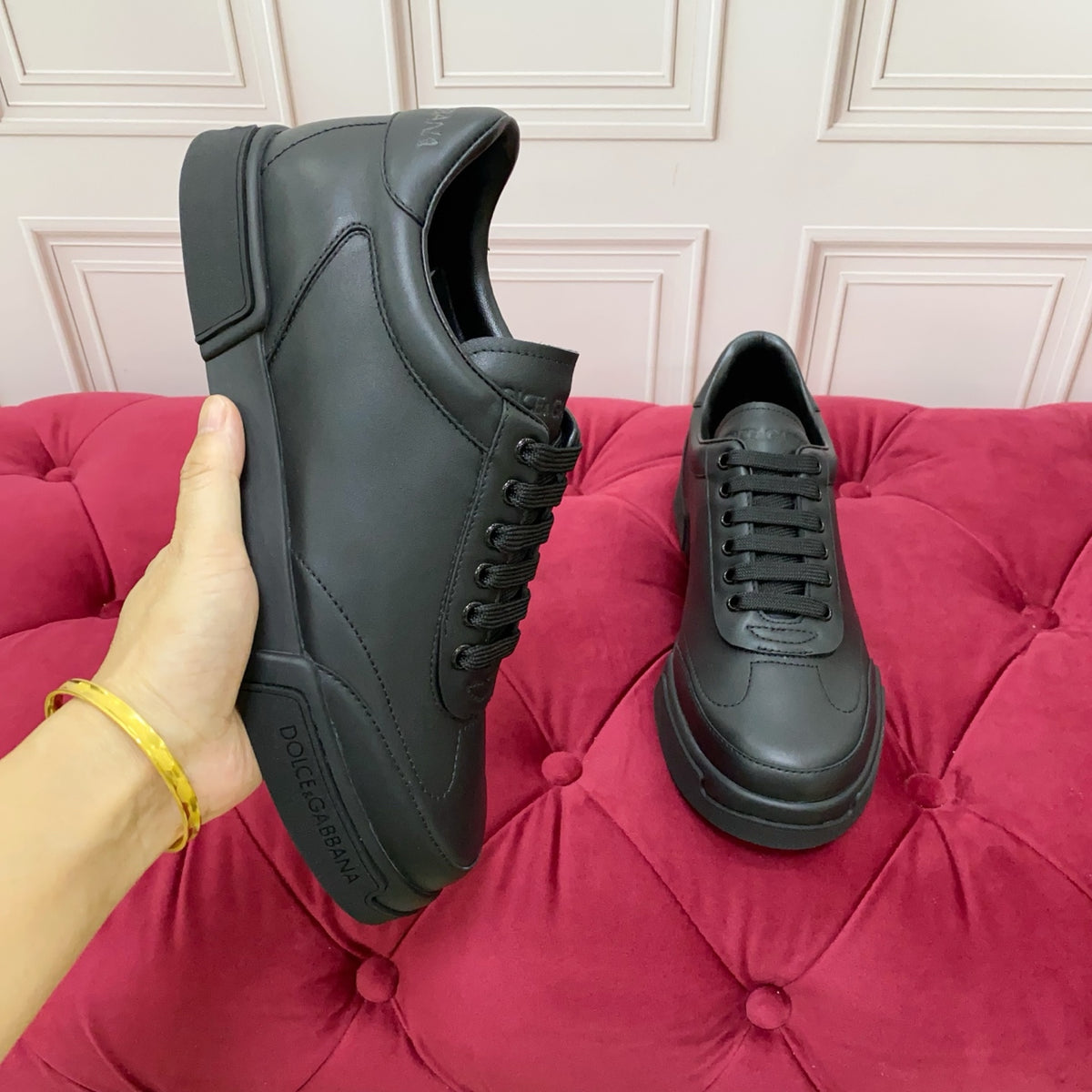 Dolce & Gabbana DG Heavy-Craft Calfskin Sneakers with 5D Accents