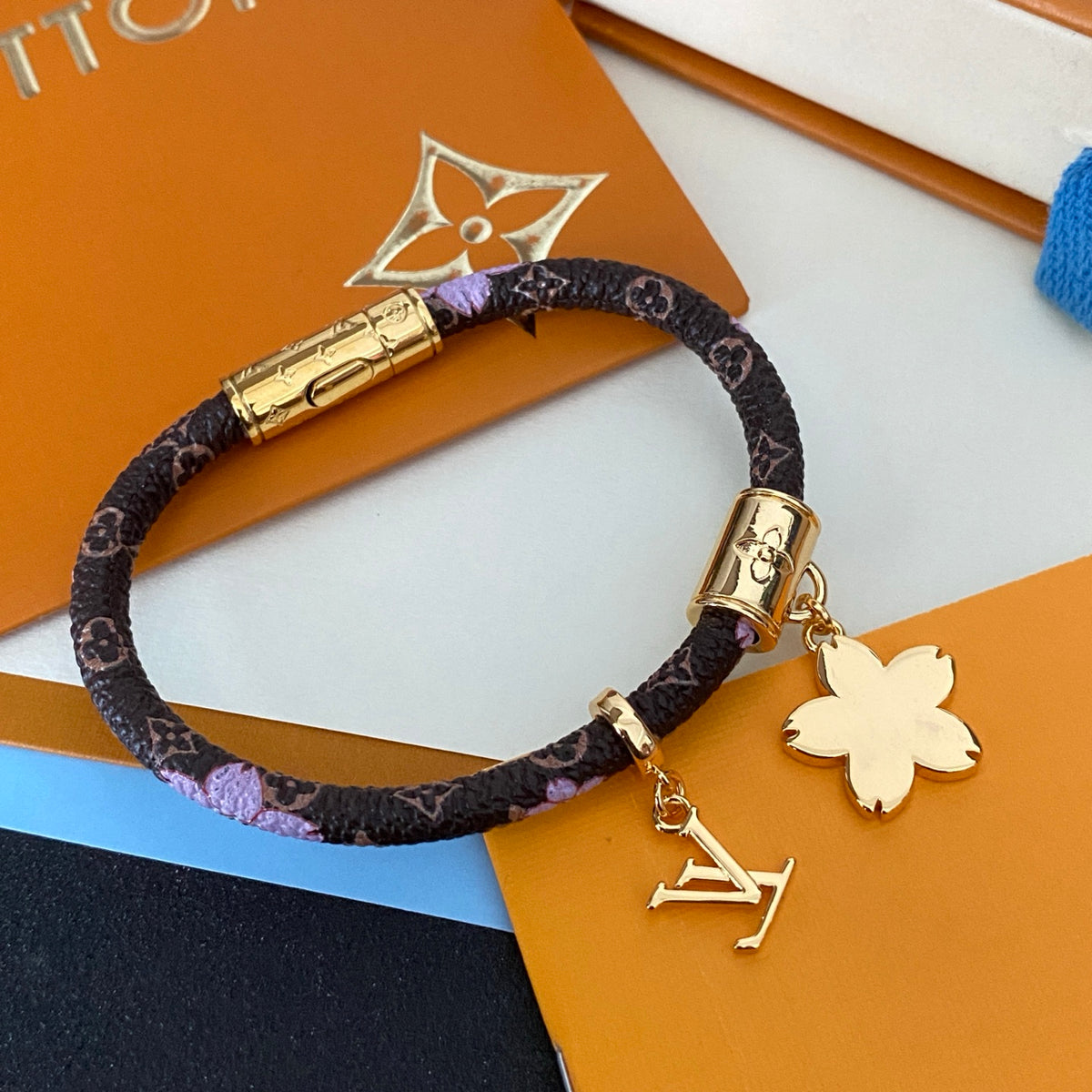 yellow brass floral Bangle for women - alternate angle view 5