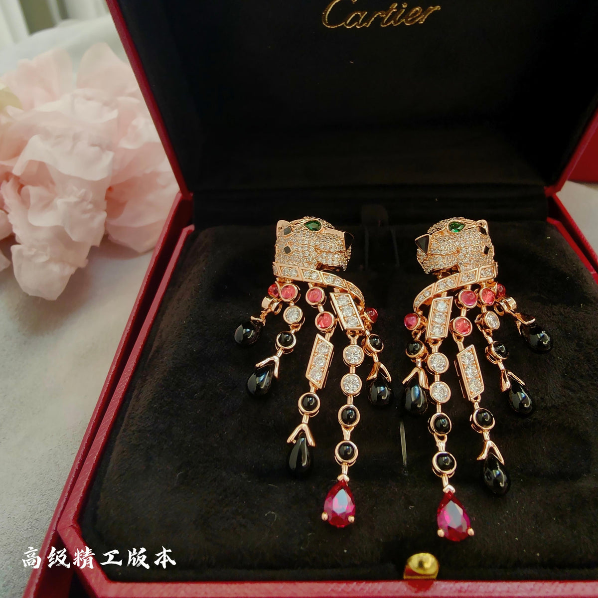gold crystal Drop Earrings for women - product detail view