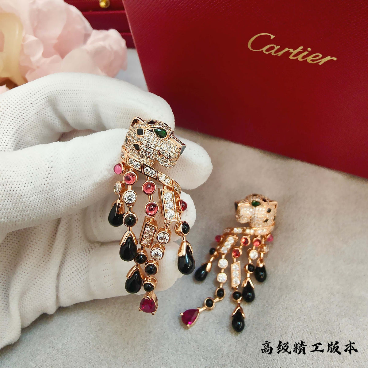 gold crystal Drop Earrings for women - alternate angle view 4
