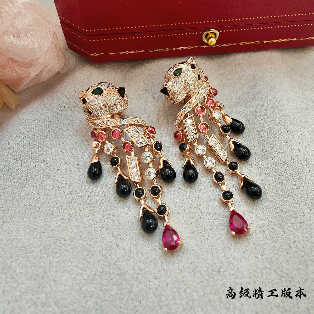 gold crystal Drop Earrings for women - alternate angle view 3