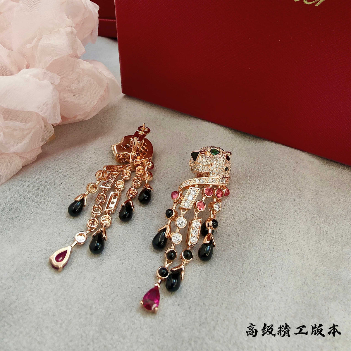 gold crystal Drop Earrings for women - alternate angle view 5