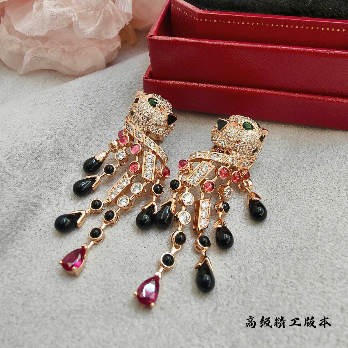 gold crystal Drop Earrings for women - alternate angle view 7