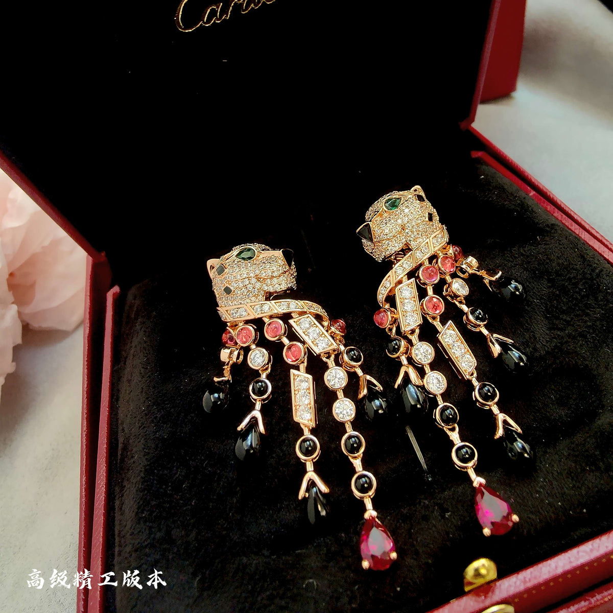 gold crystal Drop Earrings for women - alternate angle view 8