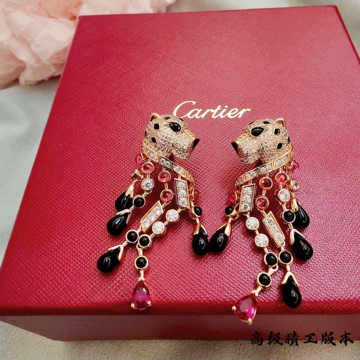 gold crystal Drop Earrings for women - alternate angle view 9