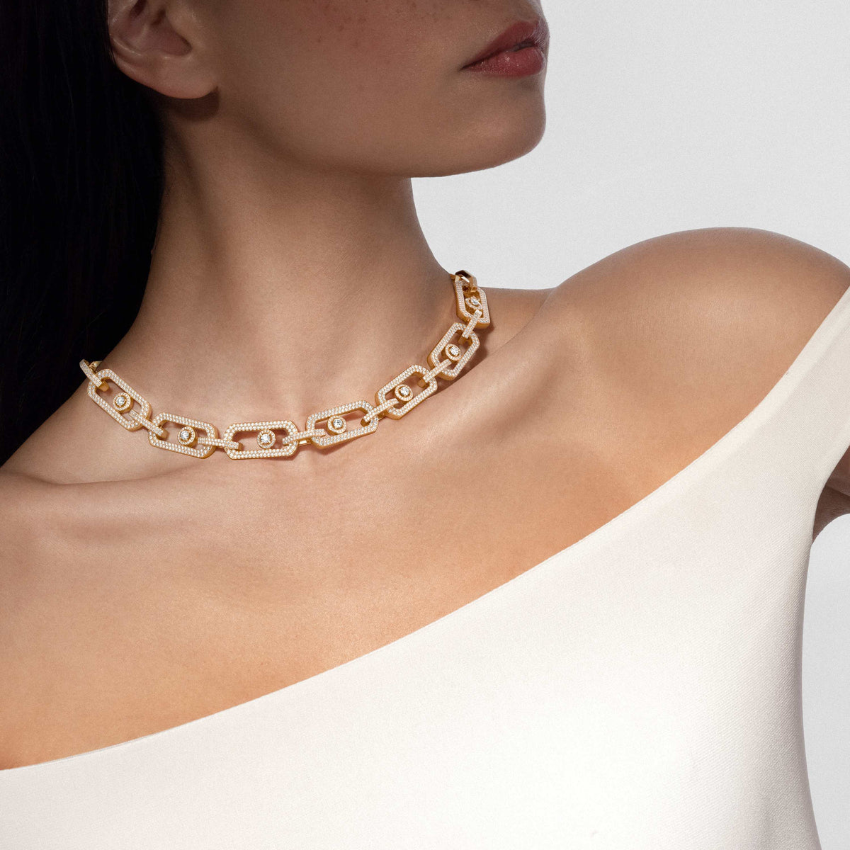 rose gold crystal rose Necklace for women - alternate angle view 7