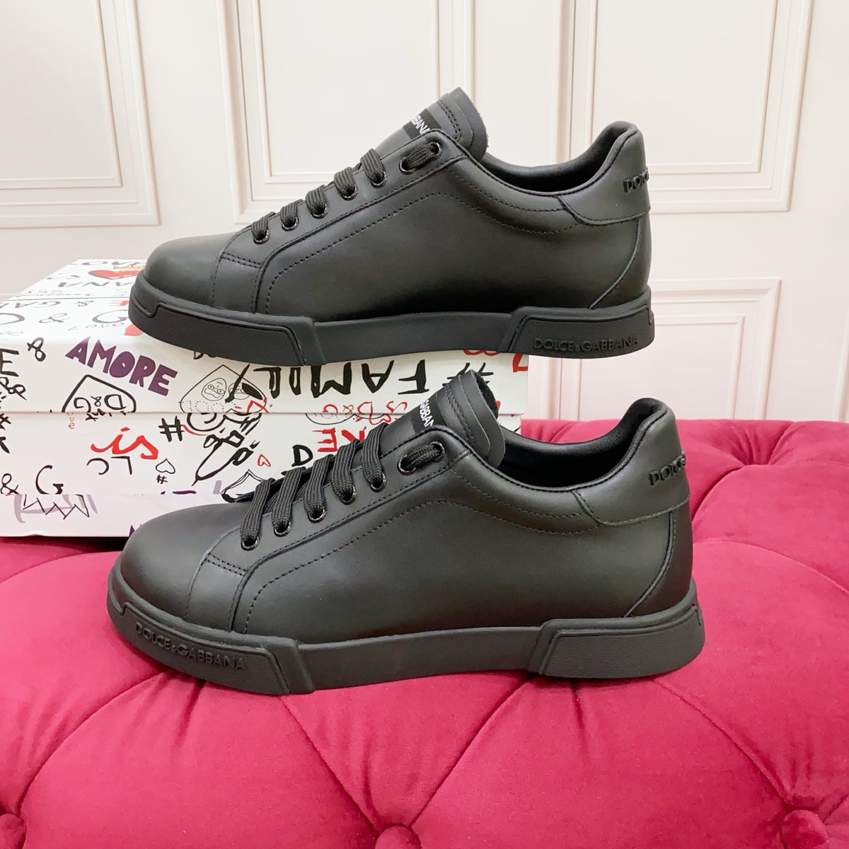Dolce & Gabbana DG Heavy-Craft Calfskin Sneakers with 5D Accents
