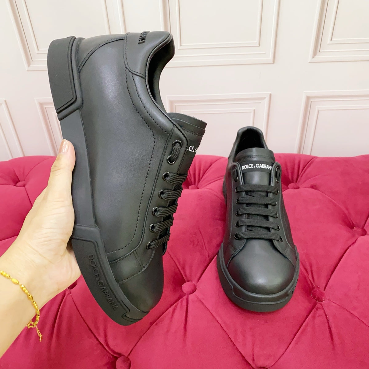 Dolce & Gabbana DG Heavy-Craft Calfskin Sneakers with 5D Accents