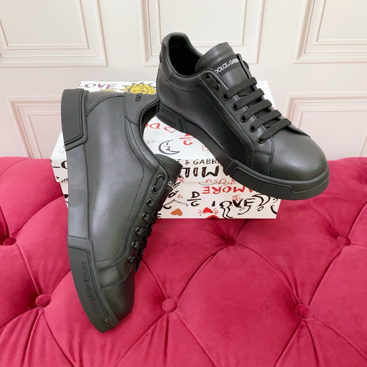 Dolce & Gabbana DG Heavy-Craft Calfskin Sneakers with 5D Accents