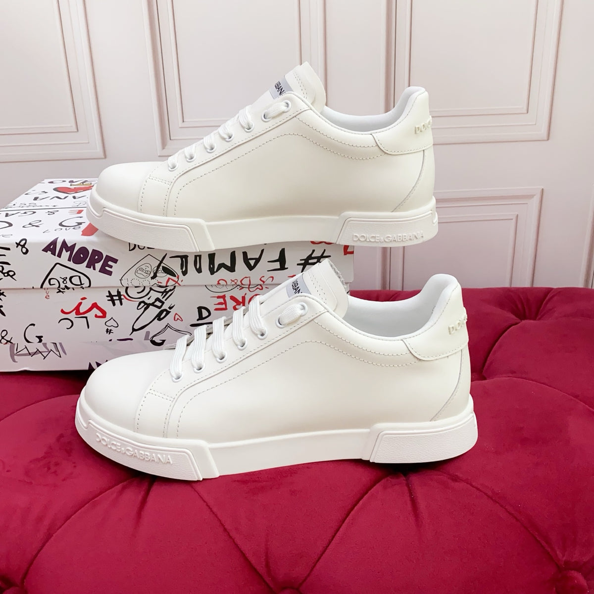 Dolce & Gabbana DG Heavy-Craft Calfskin Sneakers with 5D Accents