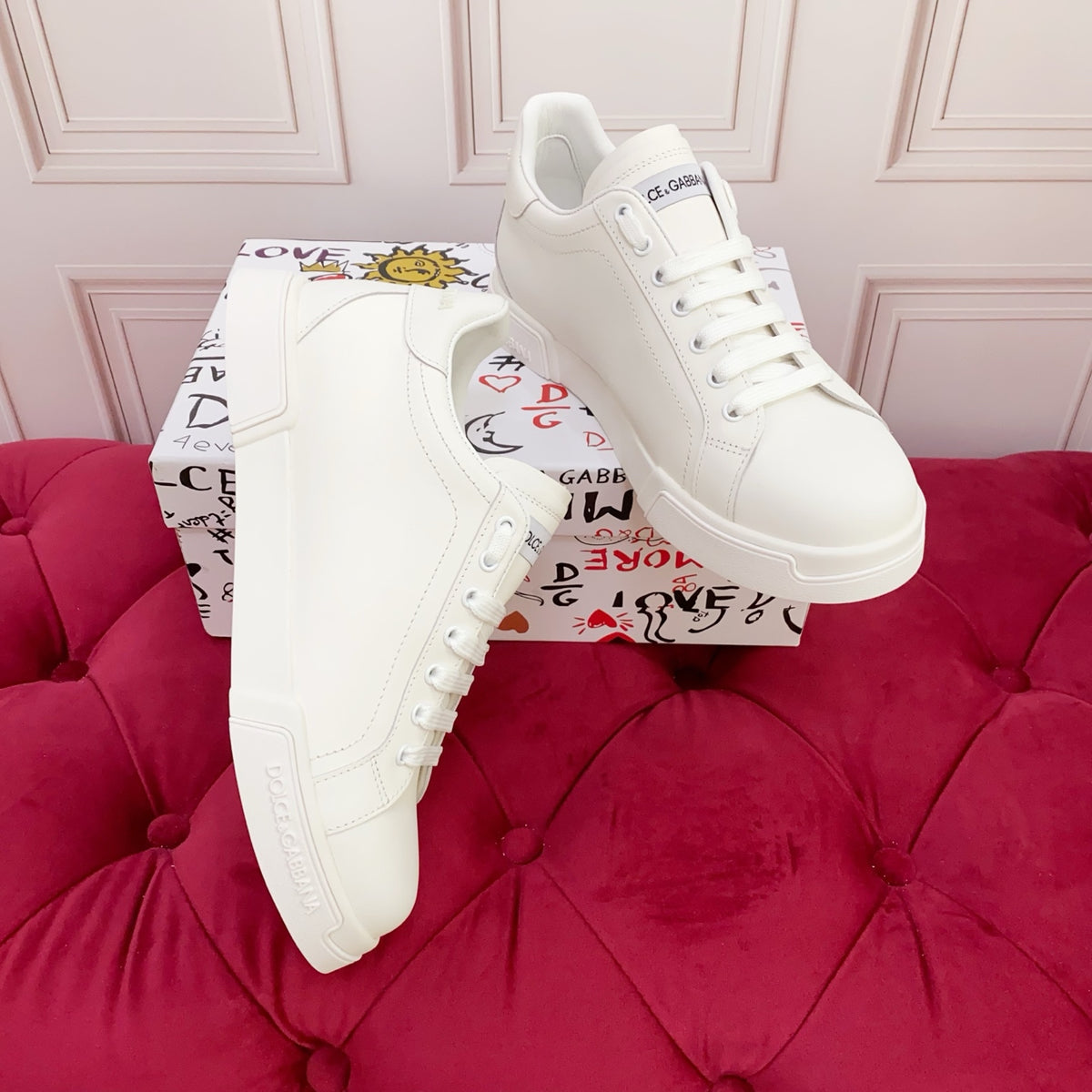 Dolce & Gabbana DG Heavy-Craft Calfskin Sneakers with 5D Accents