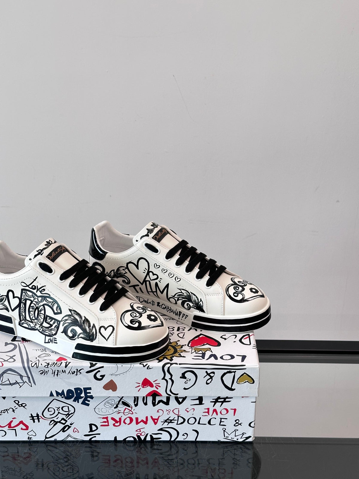 Dolce & Gabbana DG Heavy-Craft Calfskin Sneakers with 5D Accents