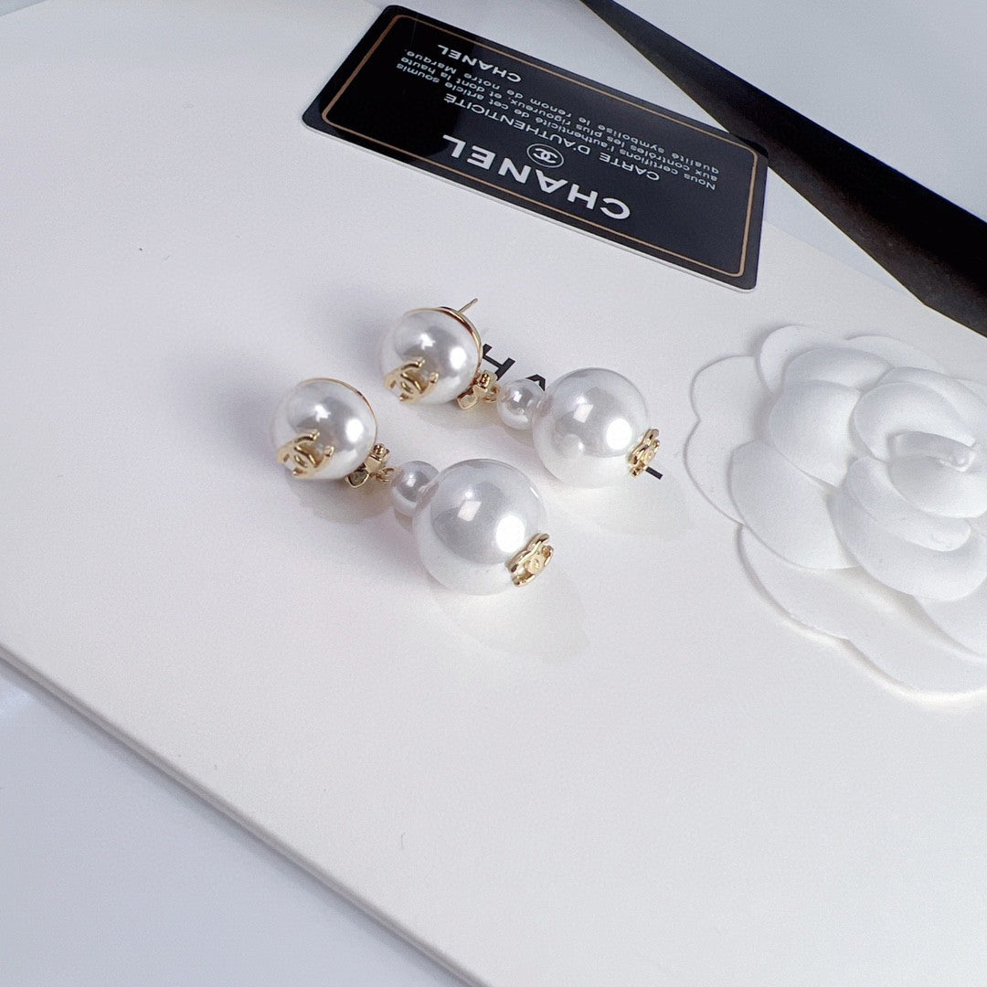 pearl letter Drop Earrings for women - alternate angle view 6