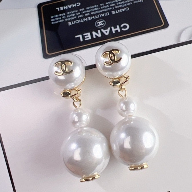 pearl letter Drop Earrings for women - alternate angle view 7