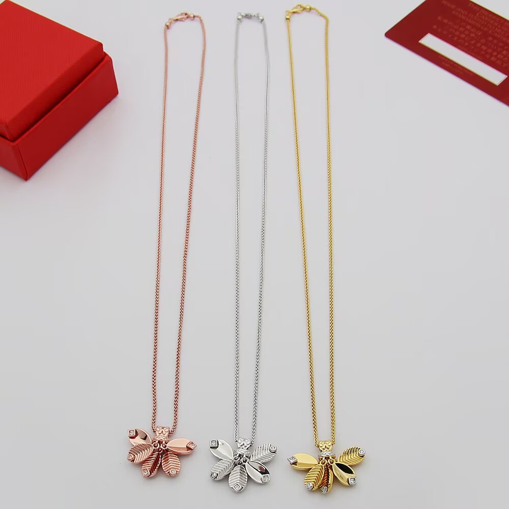 gold crystal inlaid Necklace for women - alternate angle view 7