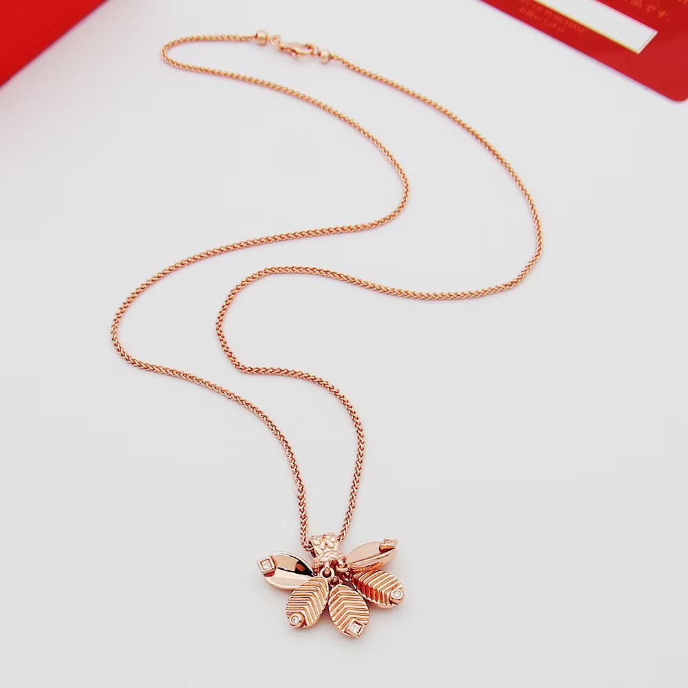 gold crystal inlaid Necklace for women - alternate angle view 6