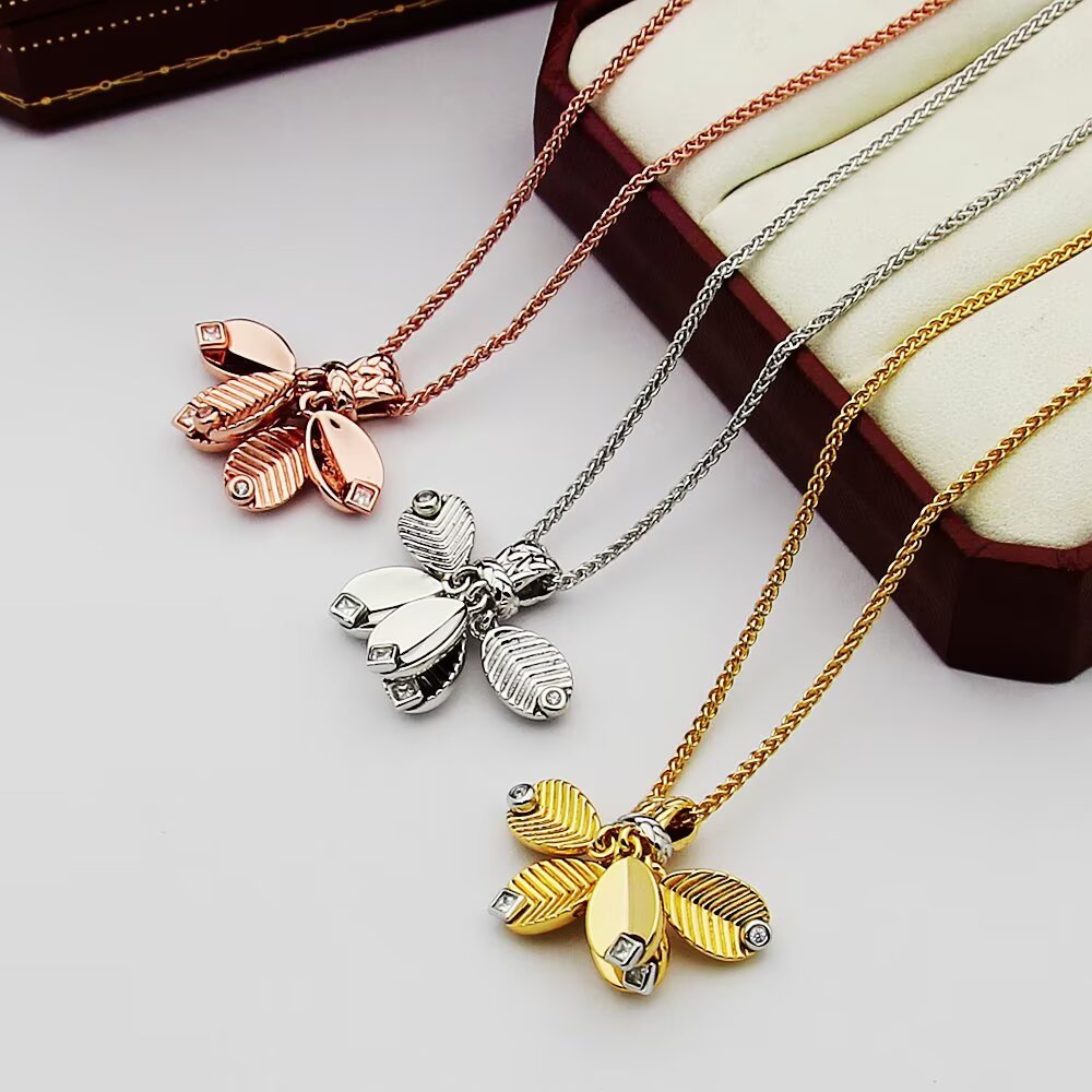 gold crystal inlaid Necklace for women - alternate angle view 8