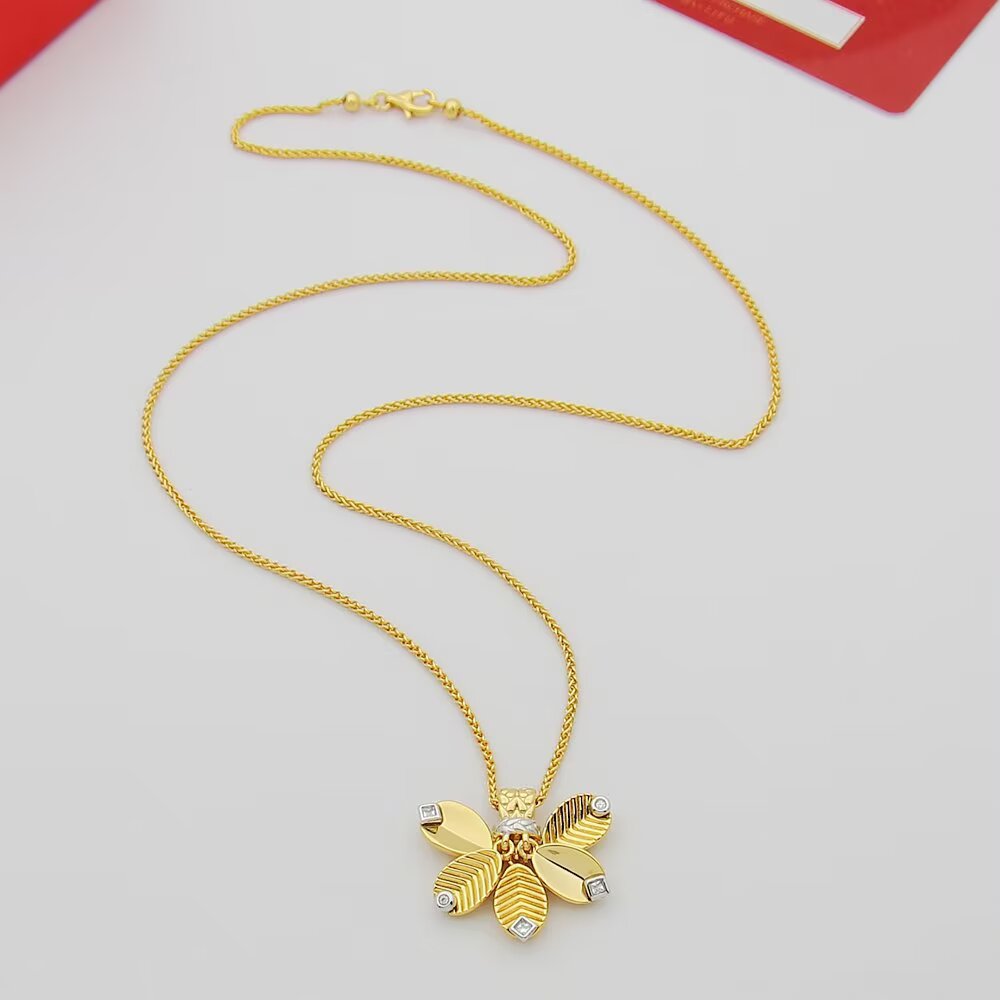 gold crystal inlaid Necklace for women - alternate angle view 5