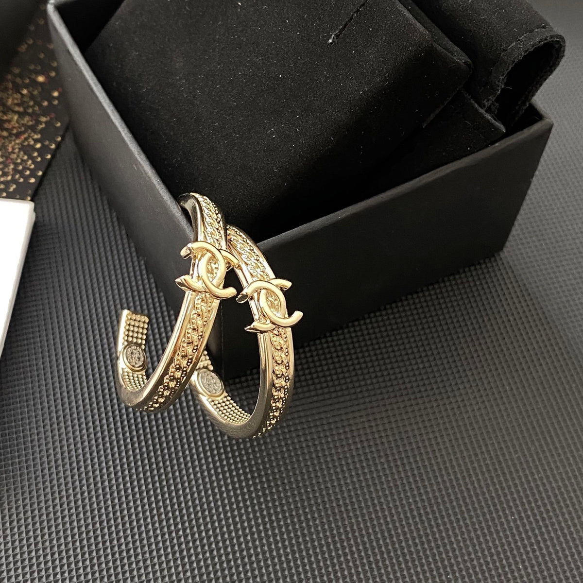 gold metal double c Drop Earrings for women - alternate angle view 6