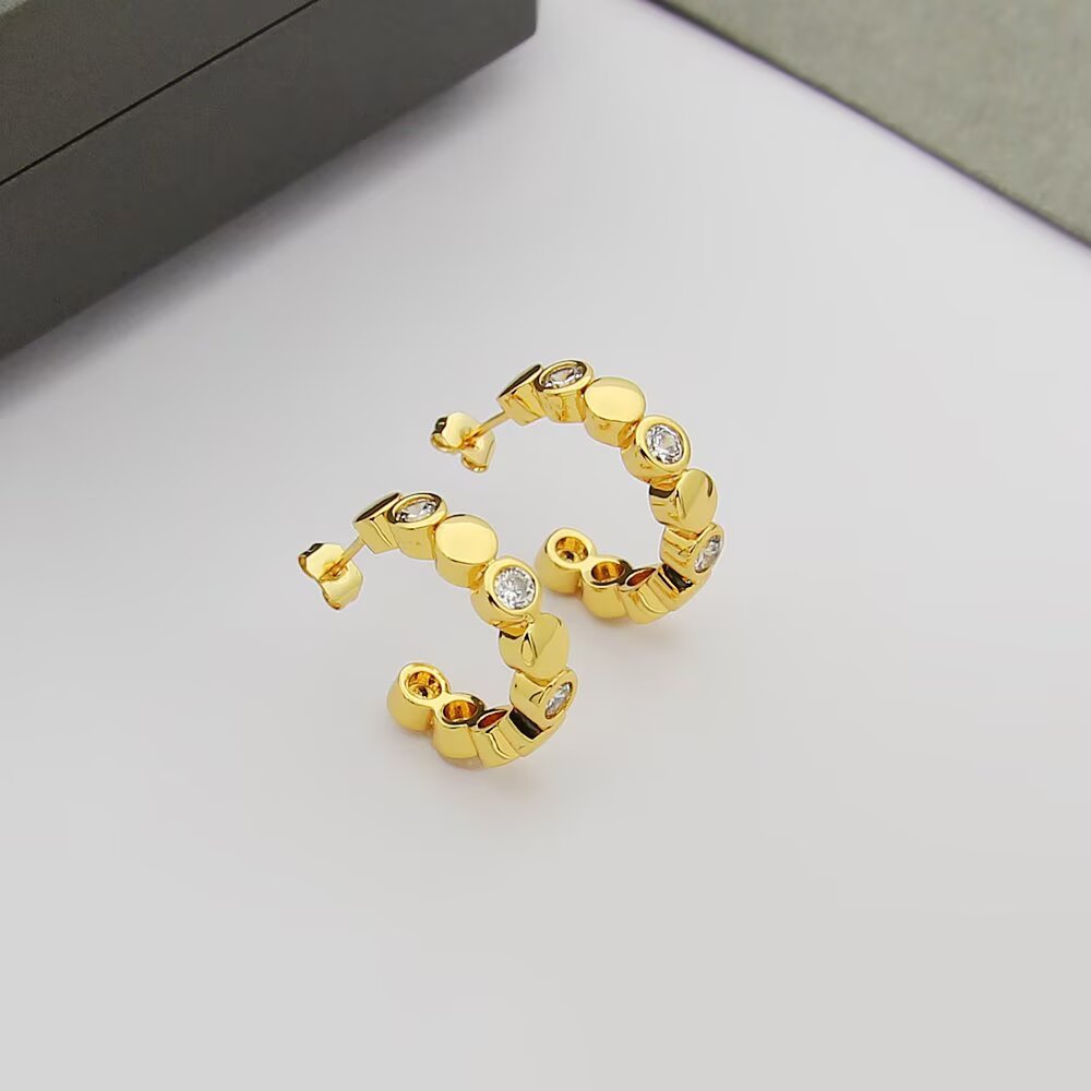 gold crystal minimalist Stud Earrings for women - alternate angle view 5