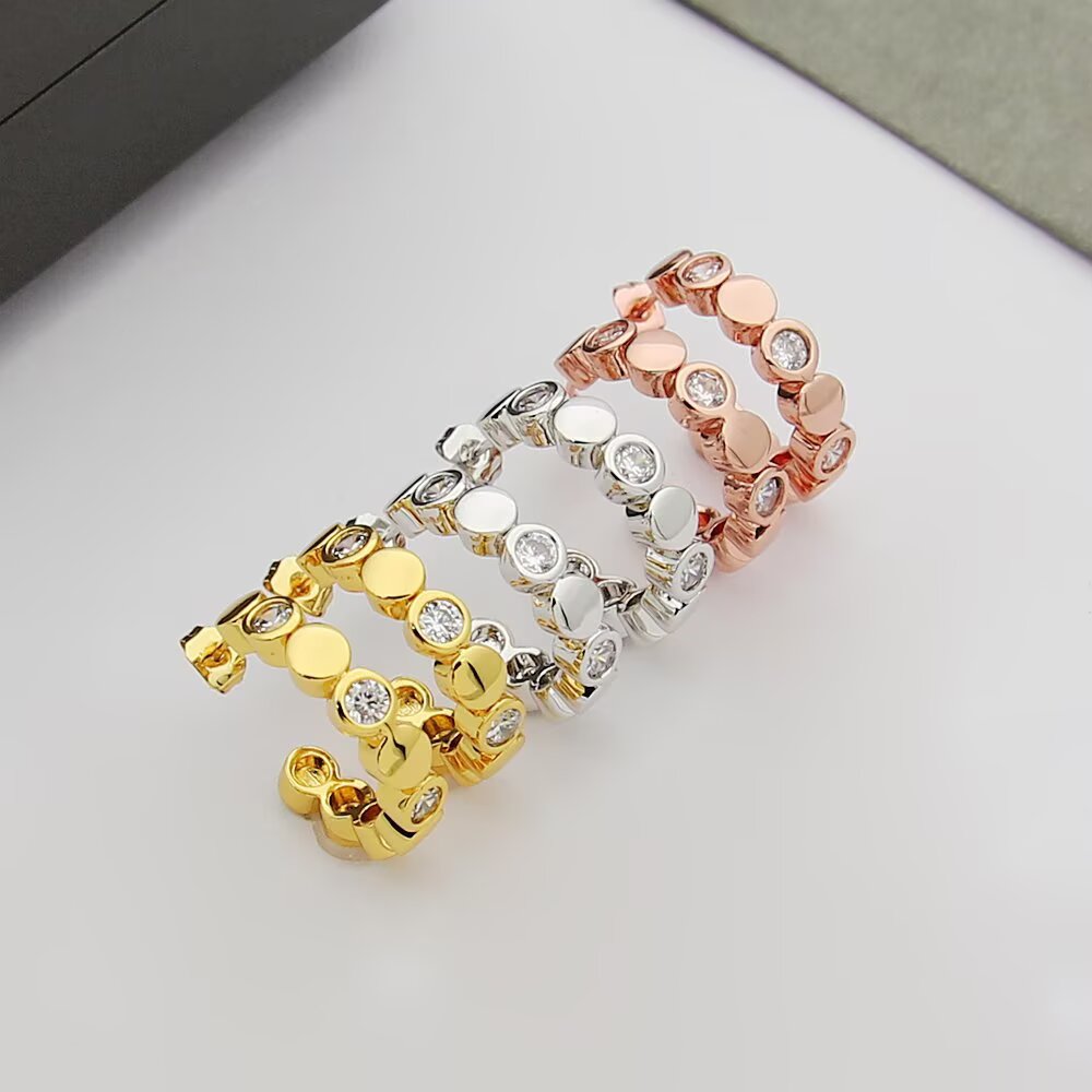 gold crystal minimalist Stud Earrings for women - alternate angle view 2