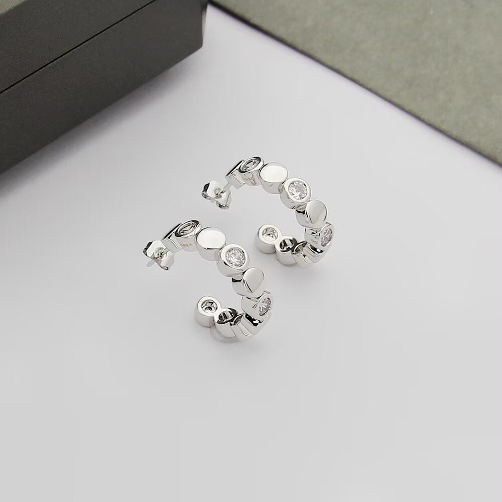 gold crystal minimalist Stud Earrings for women - alternate angle view 6