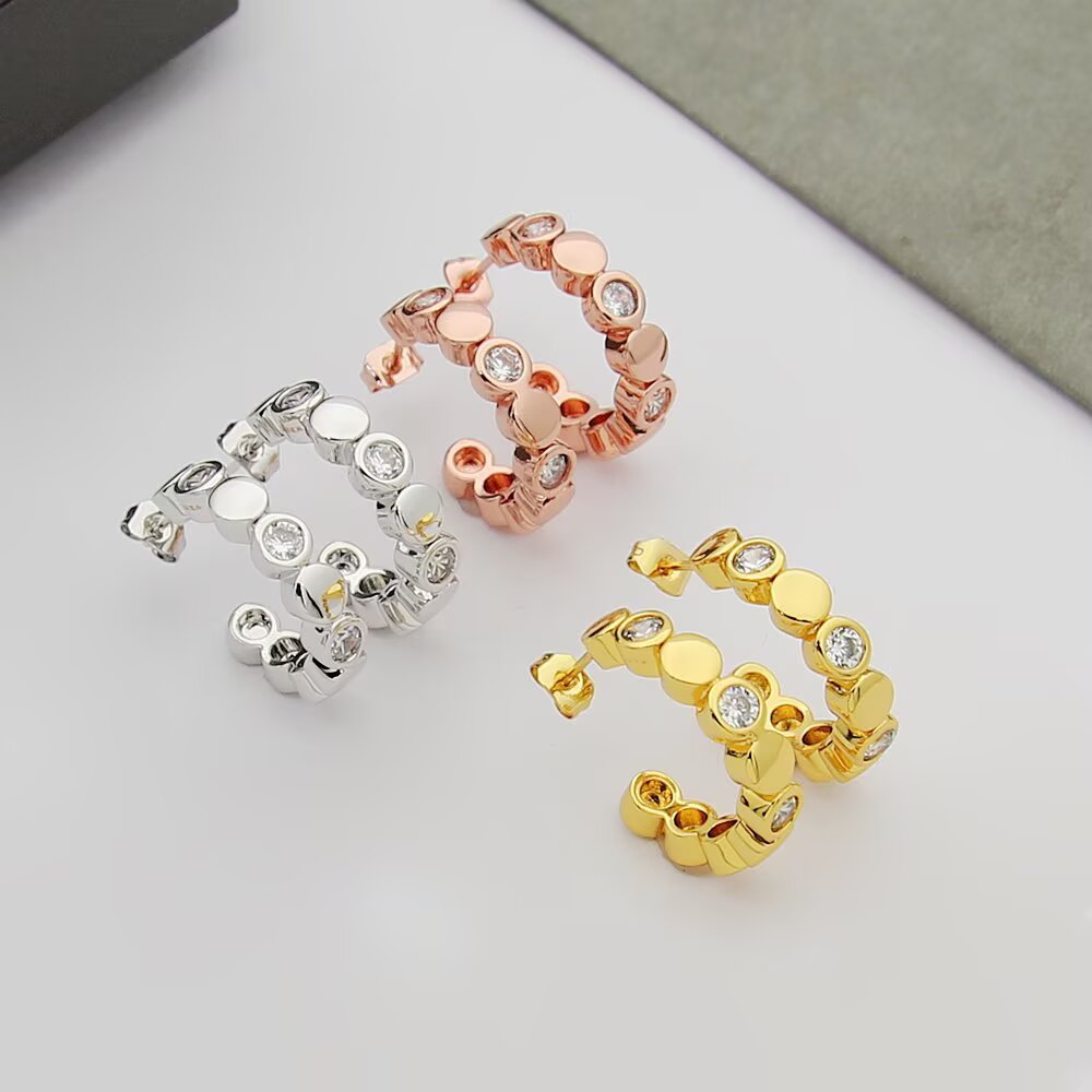 gold crystal minimalist Stud Earrings for women - alternate angle view 7