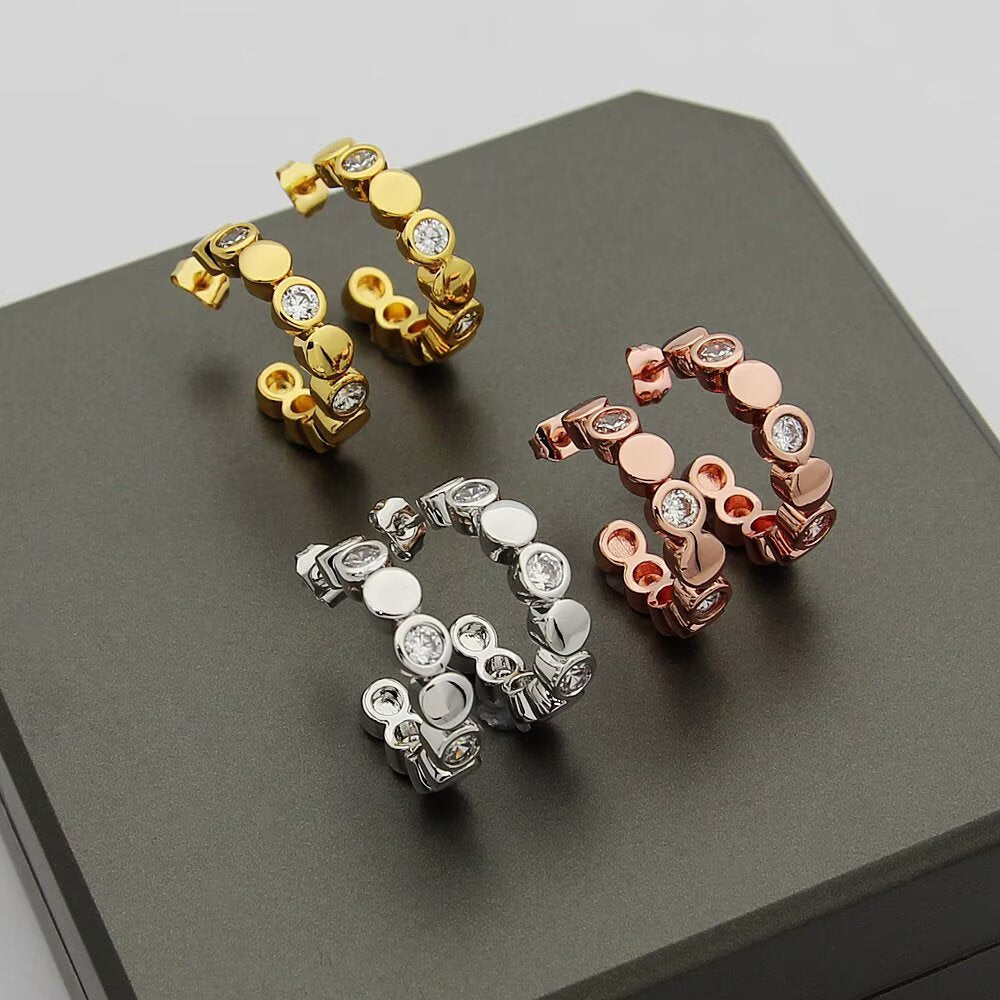 gold crystal minimalist Stud Earrings for women - alternate angle view 9