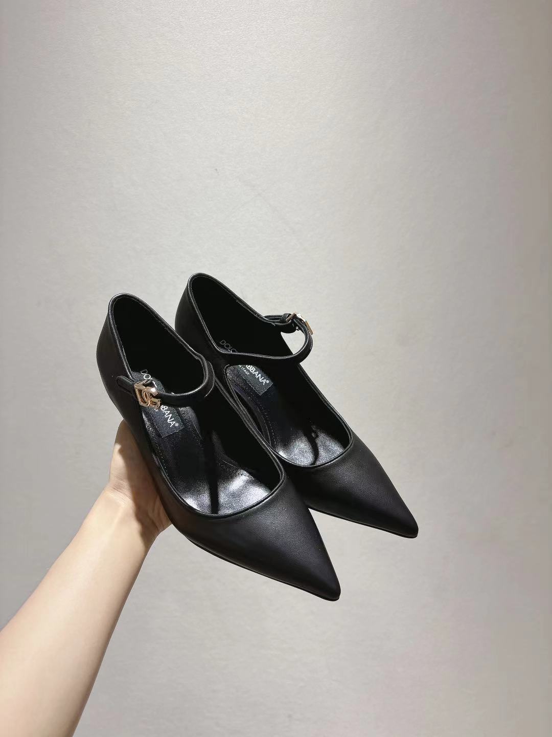 Dolce & Gabbana DG Women's Pointed-Toe Leather Heels