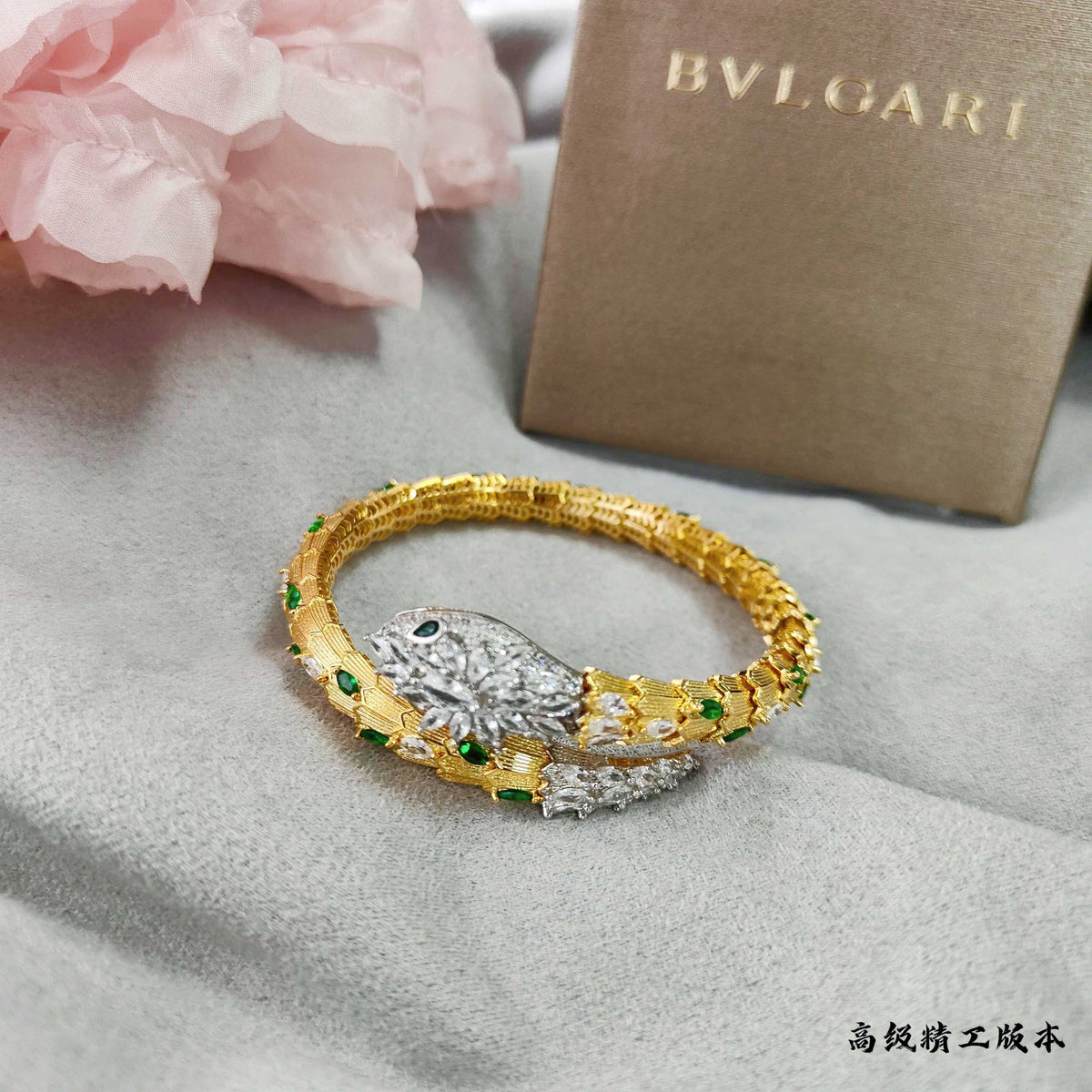 green crystal hollow Bangle for women - alternate angle view 7