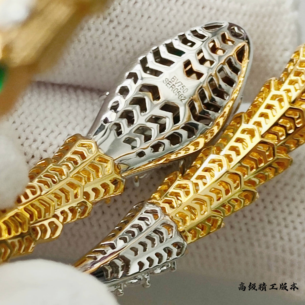 green crystal hollow Bangle for women - alternate angle view 5