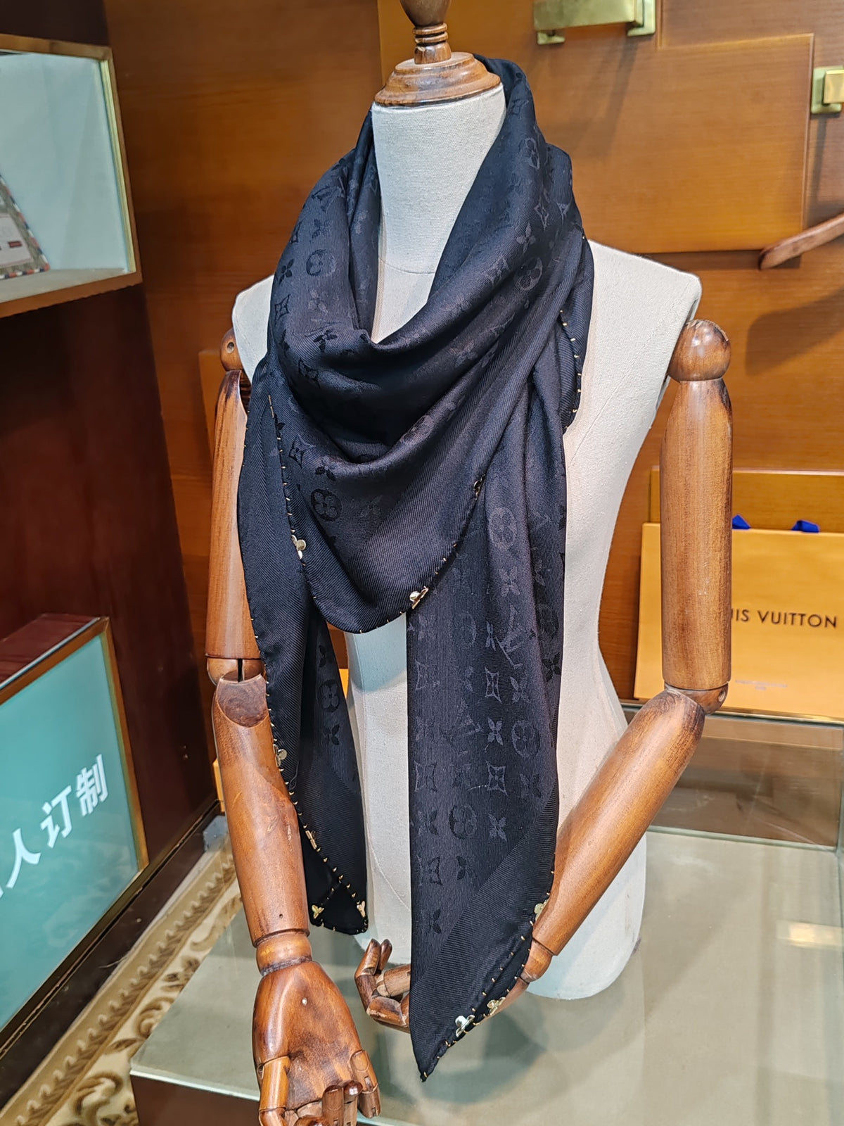 gold brass floral Scarf for women - product detail view