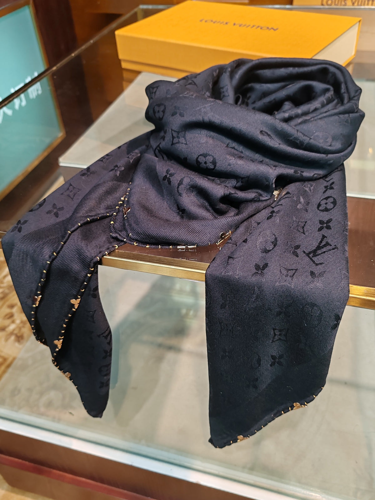 gold brass floral Scarf for women - alternate angle view 2