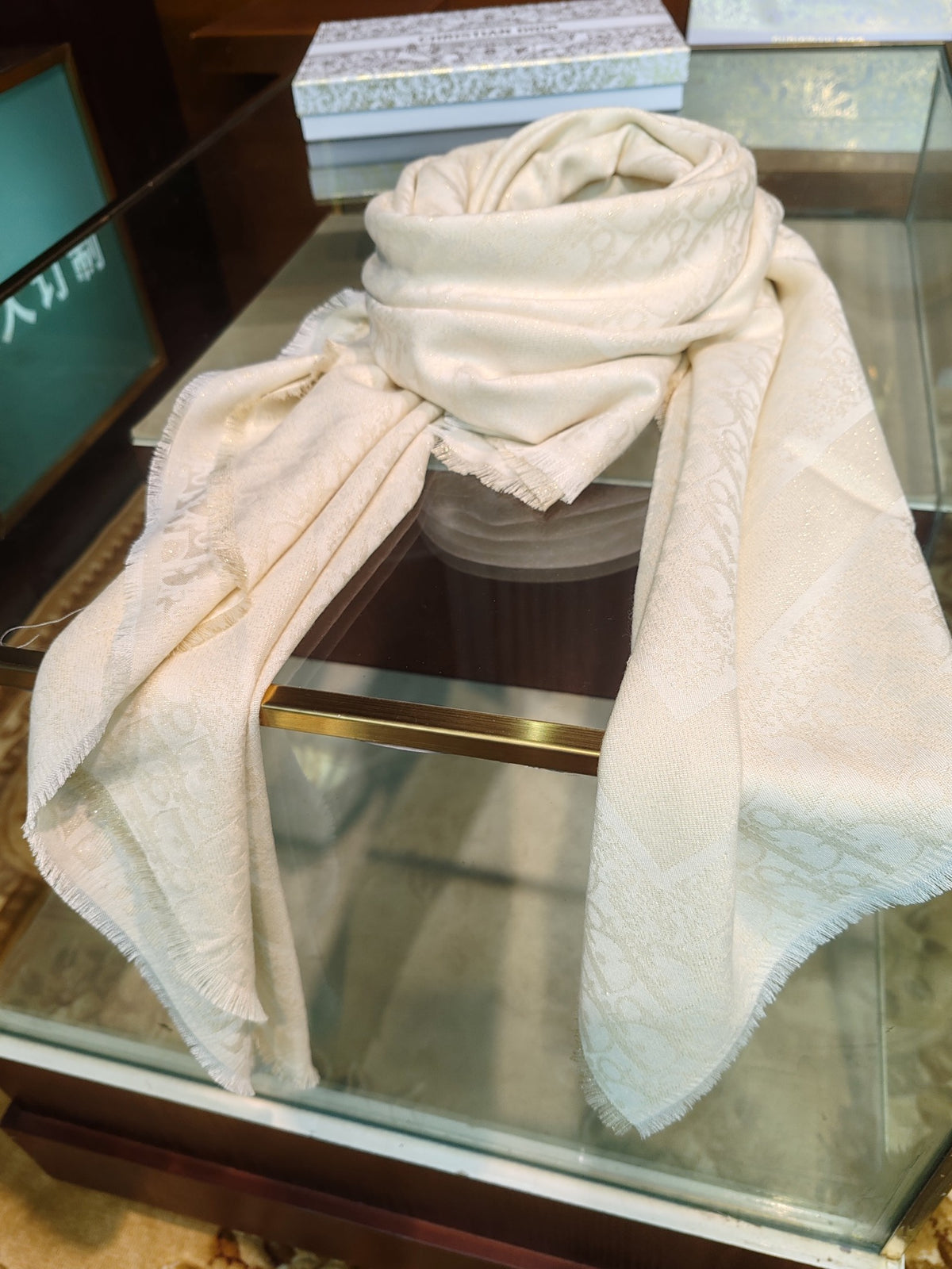 silver metal floral Shawl for women - alternate angle view 3