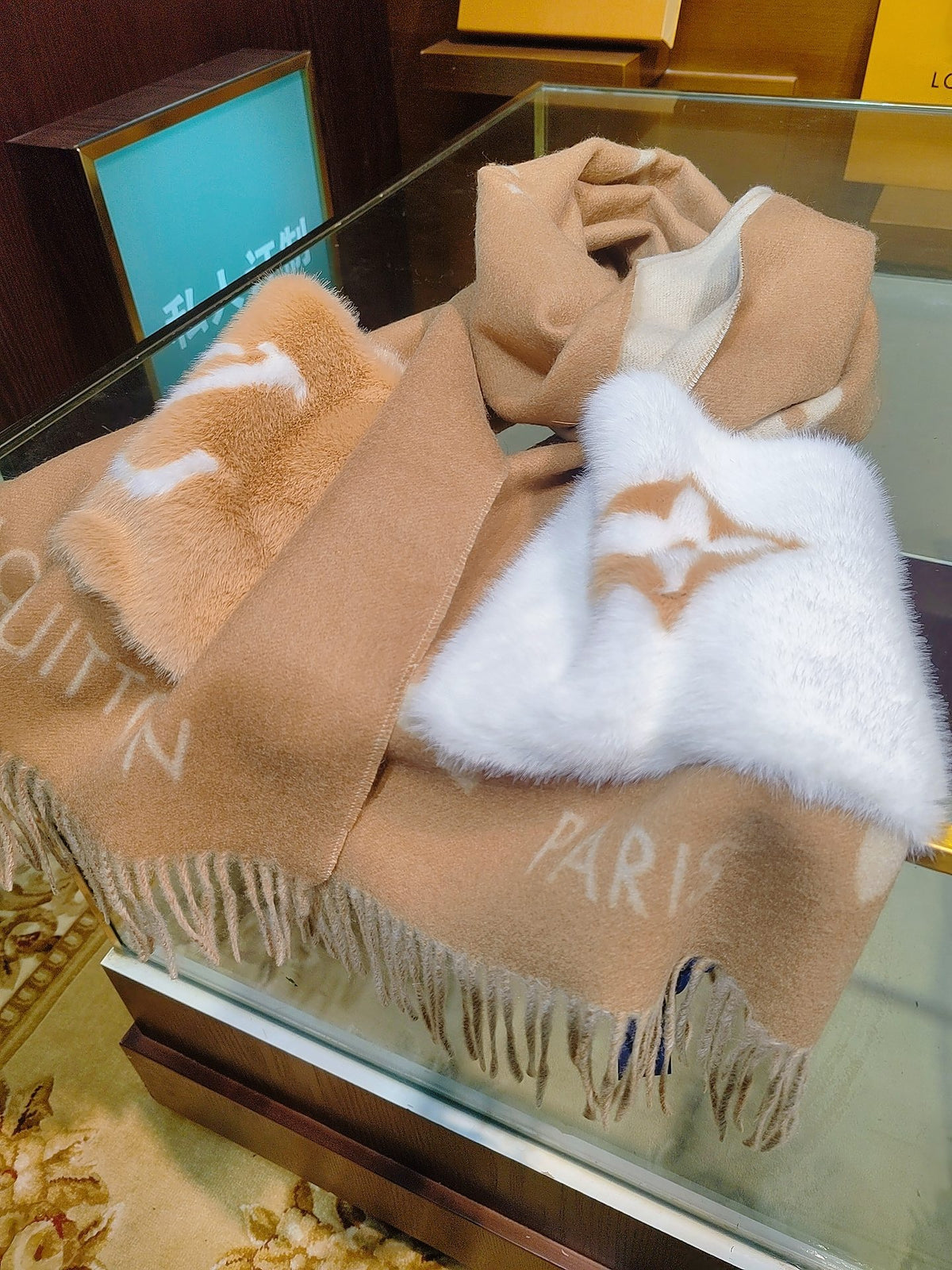 leather inlaid Shawl for women - alternate angle view 3