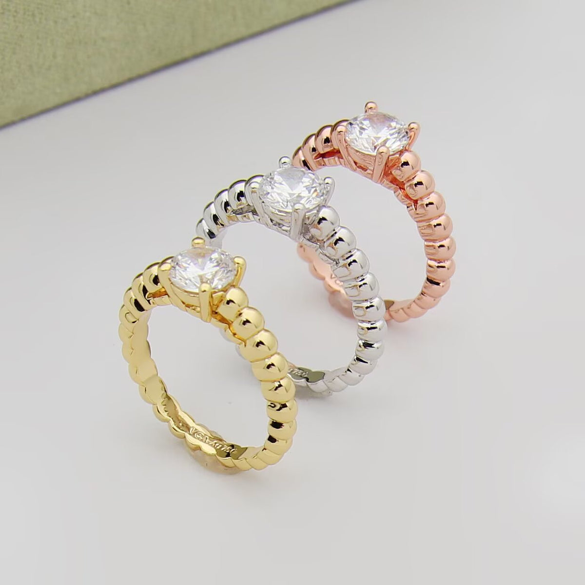 beige crystal Ring for women - alternate angle view 3