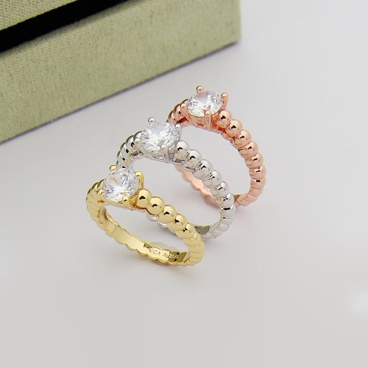 beige crystal Ring for women - alternate angle view 2