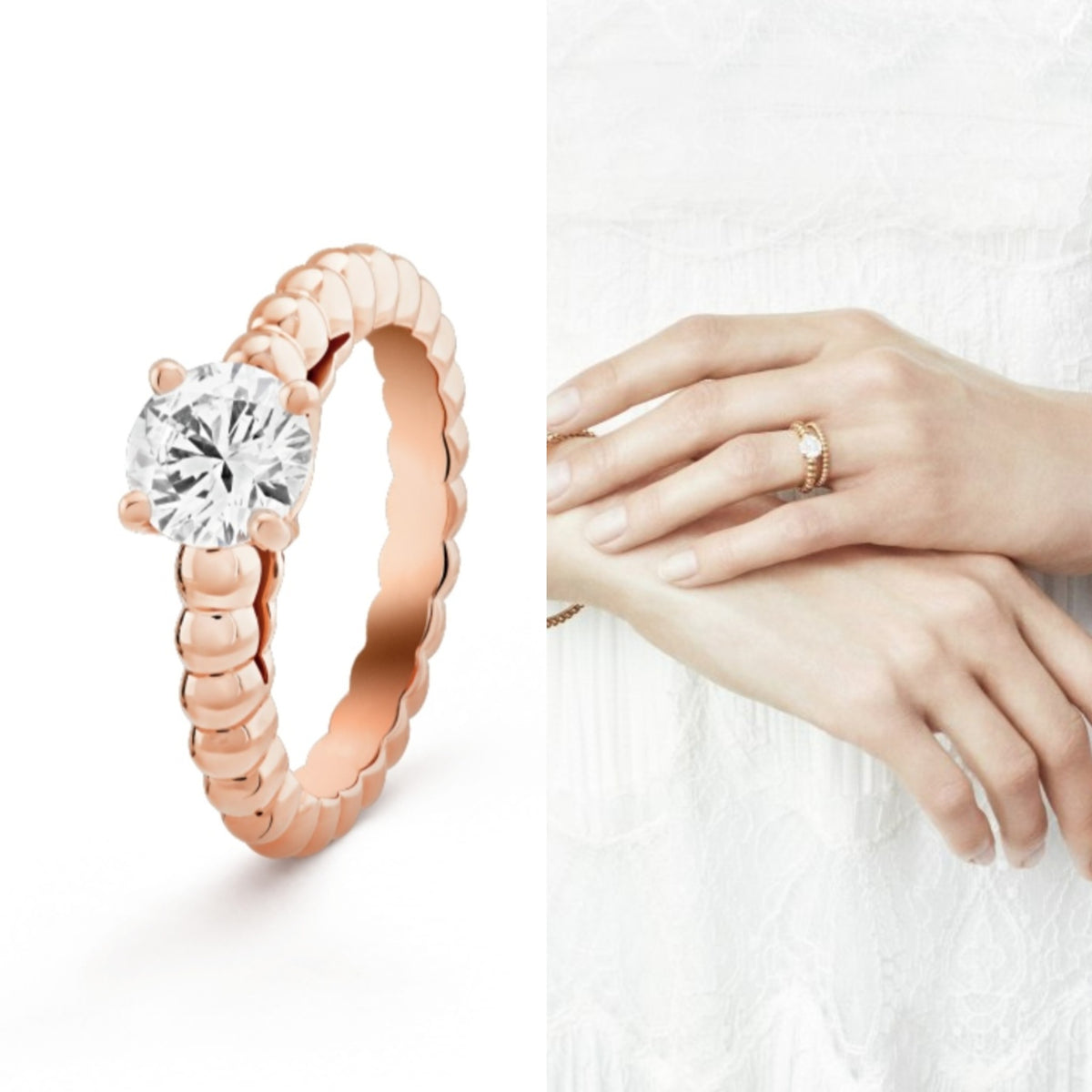 beige crystal Ring for women - product detail view