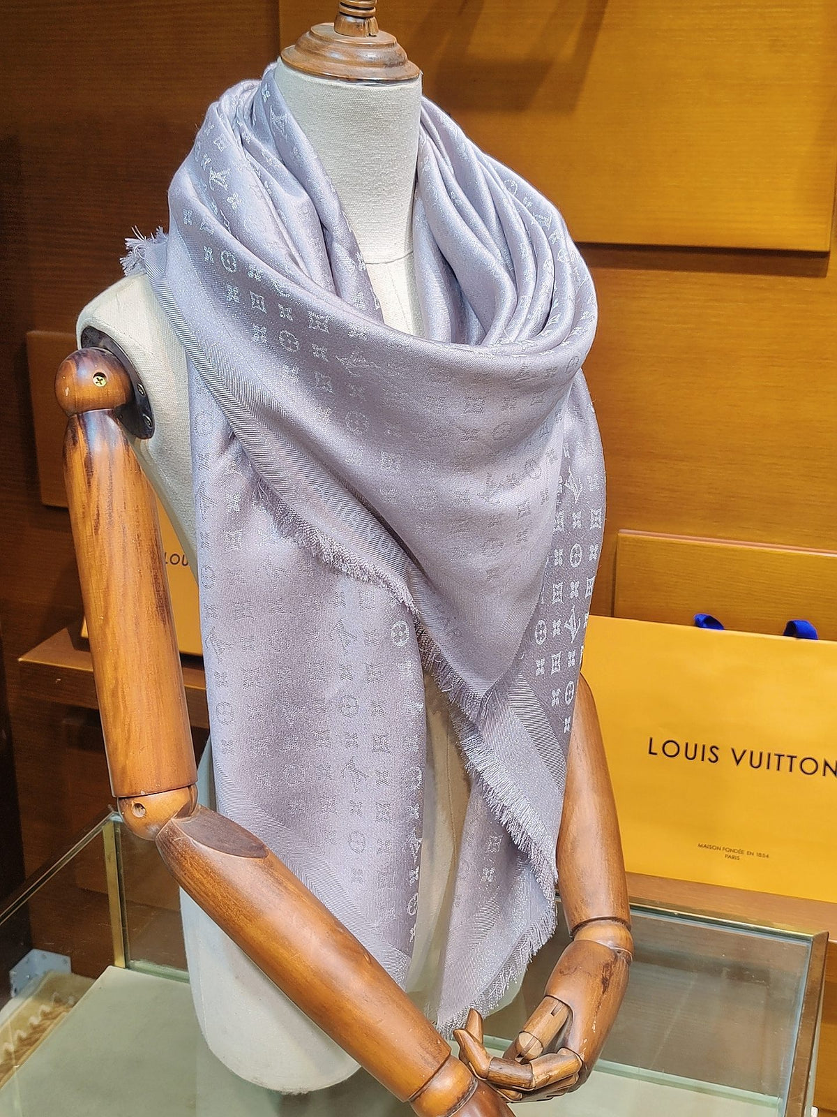 two-tone velvet floral Shawl for women - product detail view