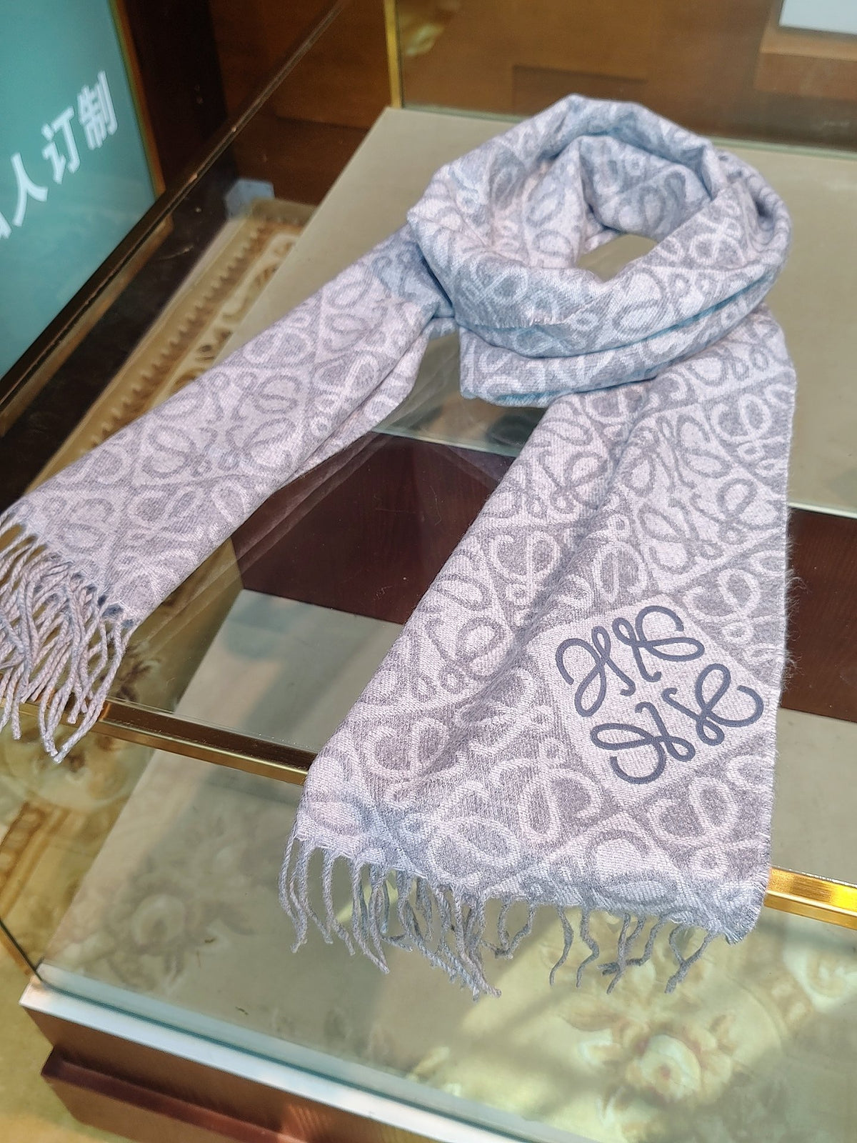 tan embossed Scarf for women - alternate angle view 3