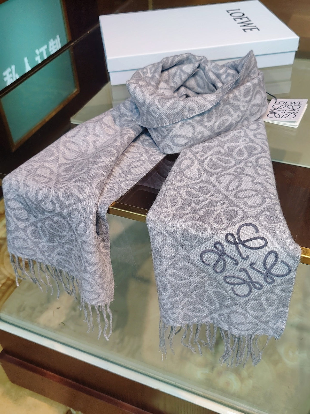 tan embossed Scarf for women - alternate angle view 2