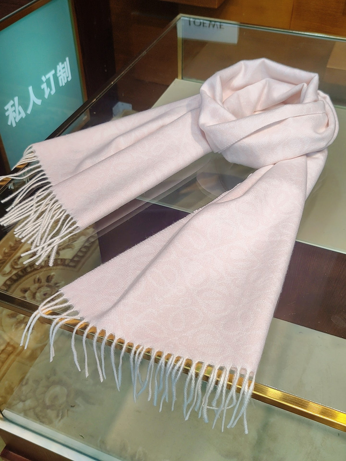 tan embossed Scarf for women - alternate angle view 3