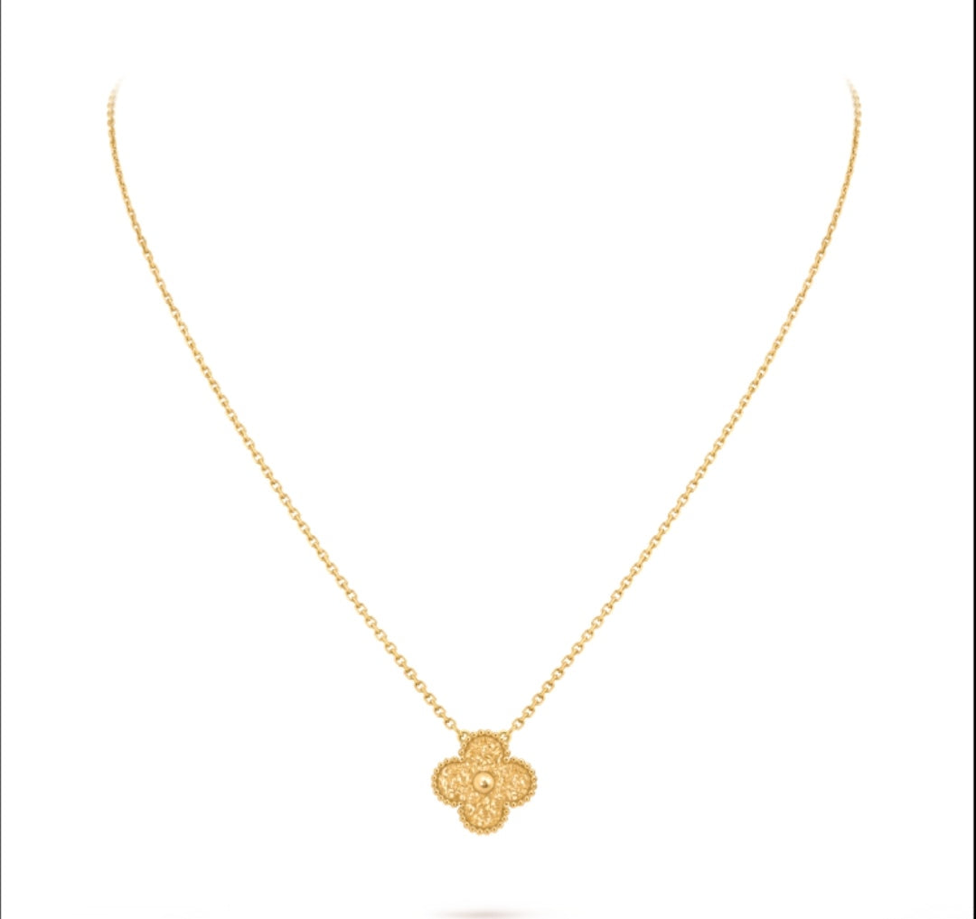 gold clover Necklace for women - alternate angle view 6